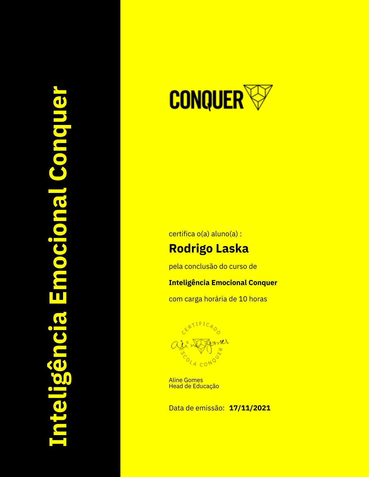 Certificado de Inteligência Emocional Conquer